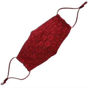 NWT Lele Sadoughi burgundy flower mask